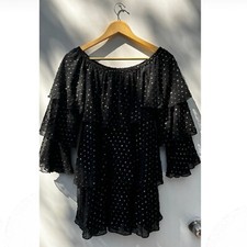 Show Me Your Mumu Chicka Chicka Women’s Dress XS Black Gold Dots Chiffon Flirty