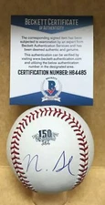 NICK SENZEL REDS SIGNED UNDER REDS 150 ANNIVERSARY BASEBALL BECKETT H64485