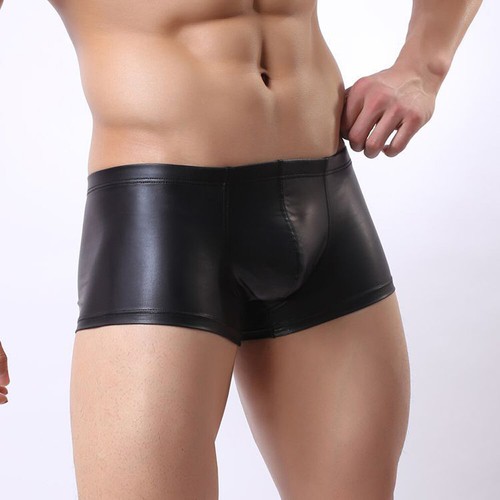 Mens Sexy Shiny Glossy Faux Leather Underpants Boxer Brief Trunks Underwaer NEW - Picture 6 of 15