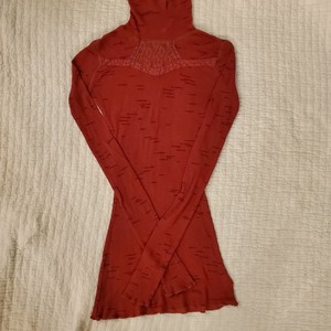 red sheer turtleneck