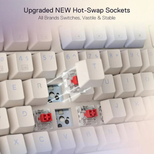 Redragon K673 UCAL PRO WHITE Wireless Hot-Swap RGB Gaming Keyboard Red Switches - Picture 2 of 4