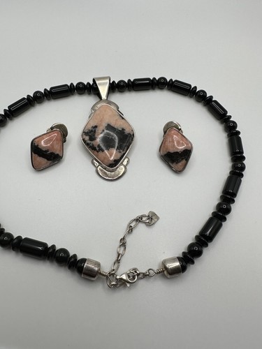 Conjunto de aretes colgantes de plata esterlina JAY KING de ónix negro de piedra rosa NB7 - Imagen 12 de 15