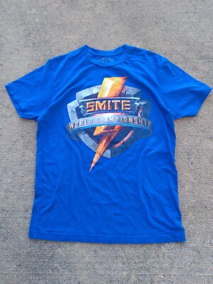 Smite World Championship STAFF Exclusive Blue T-Shirt Mens Medium - RARE