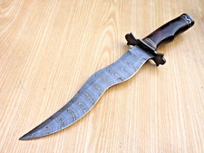 Custom Forged Handmade Damascus Steel Hunting Knife Wood Handle & Guard -Sheath