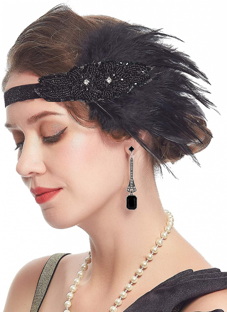 Headwear Vintage Black Feather 20s 