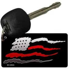 American Flag Thin Red Line Abstract Metal Key Chain
