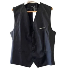 Men's COOFANDY Sleeveless 5 Button Suit Vest Sz XL Black Business Wedding NEW
