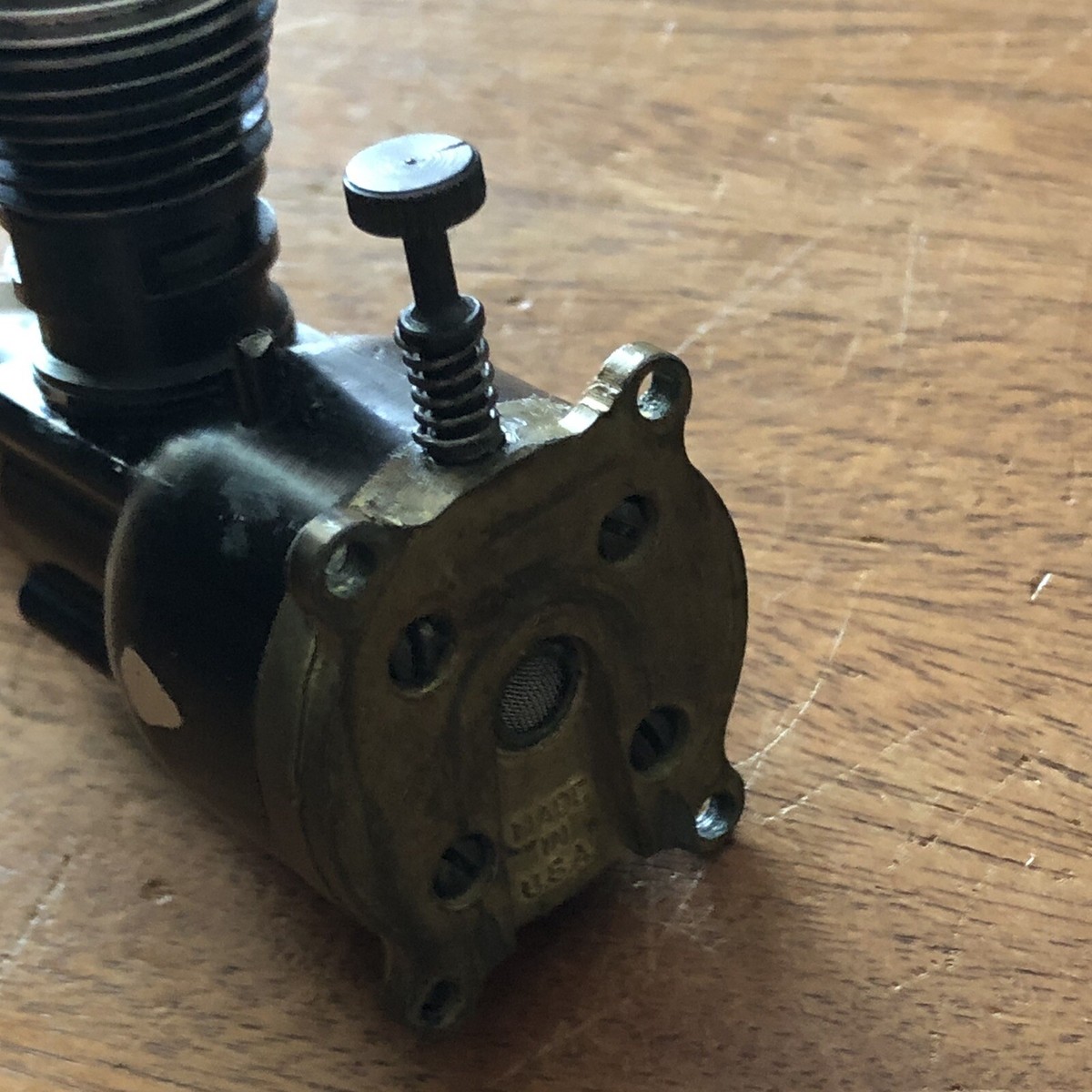 Vtg Cox .049 Airplane Engine Black Widow? with TeeDee box, piston