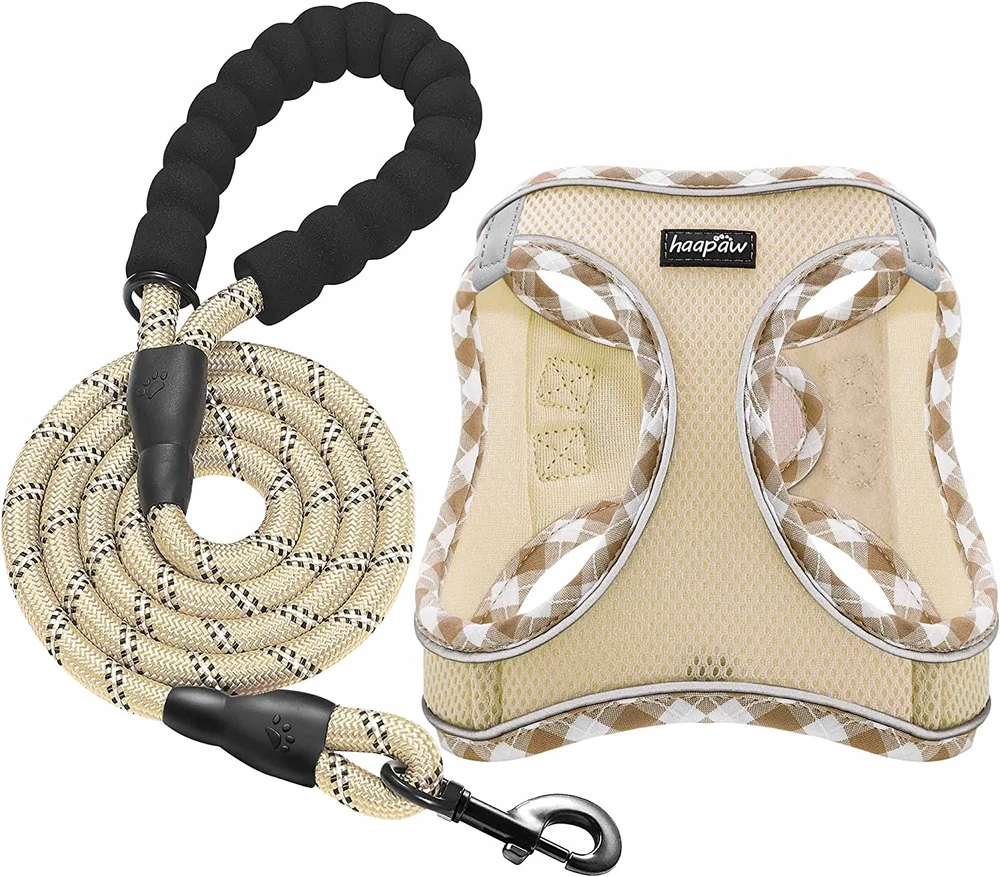Dog Harness with Leash Set, No Pull Adjustable Reflective Step-In Puppy Harness