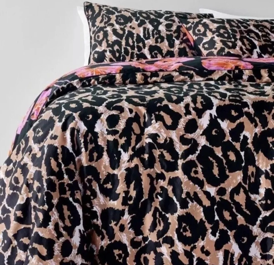 Funda nórdica Diane Von Furstenberg DVF 3 piezas hoja de leopardo/geranio completa/reina Foto 3 de 4