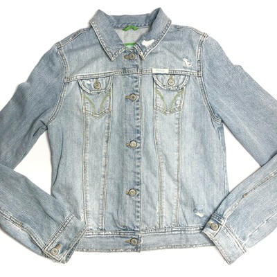 light wash distressed denim jacket