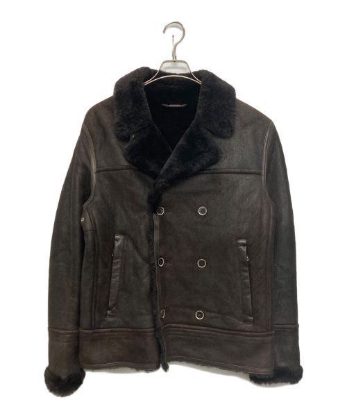 ALTRA HUGO BOSS Giacca Uomo Doppiopetto Pelle Shearling Marrone Triye Taglia 48