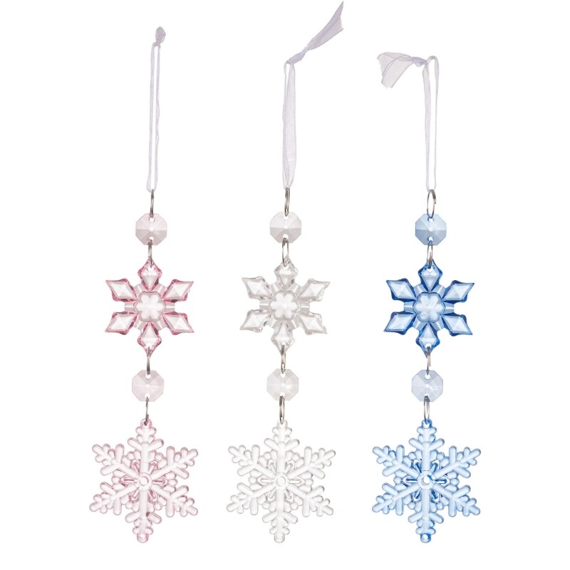 4pcs Elegant Snowflake Christmas Tree Ornament for Holiday Seasonal Decoration