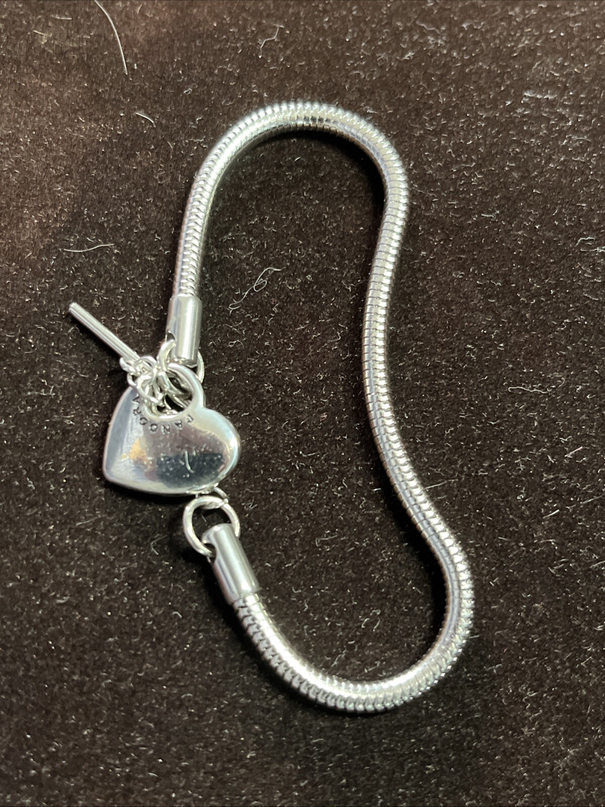 Authentic Pandora Heart T-Bar Snake Chain Bracelet 599285C00