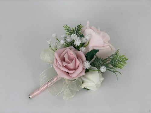 Varita de flores de boda rosa marfil rosa rosa rosa novia, dama de honor flor niña - Imagen 9 de 11