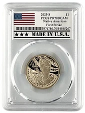 2025 S Sacagawea Dollar PCGS PR70 DCAM First Strike - Made In USA Holder