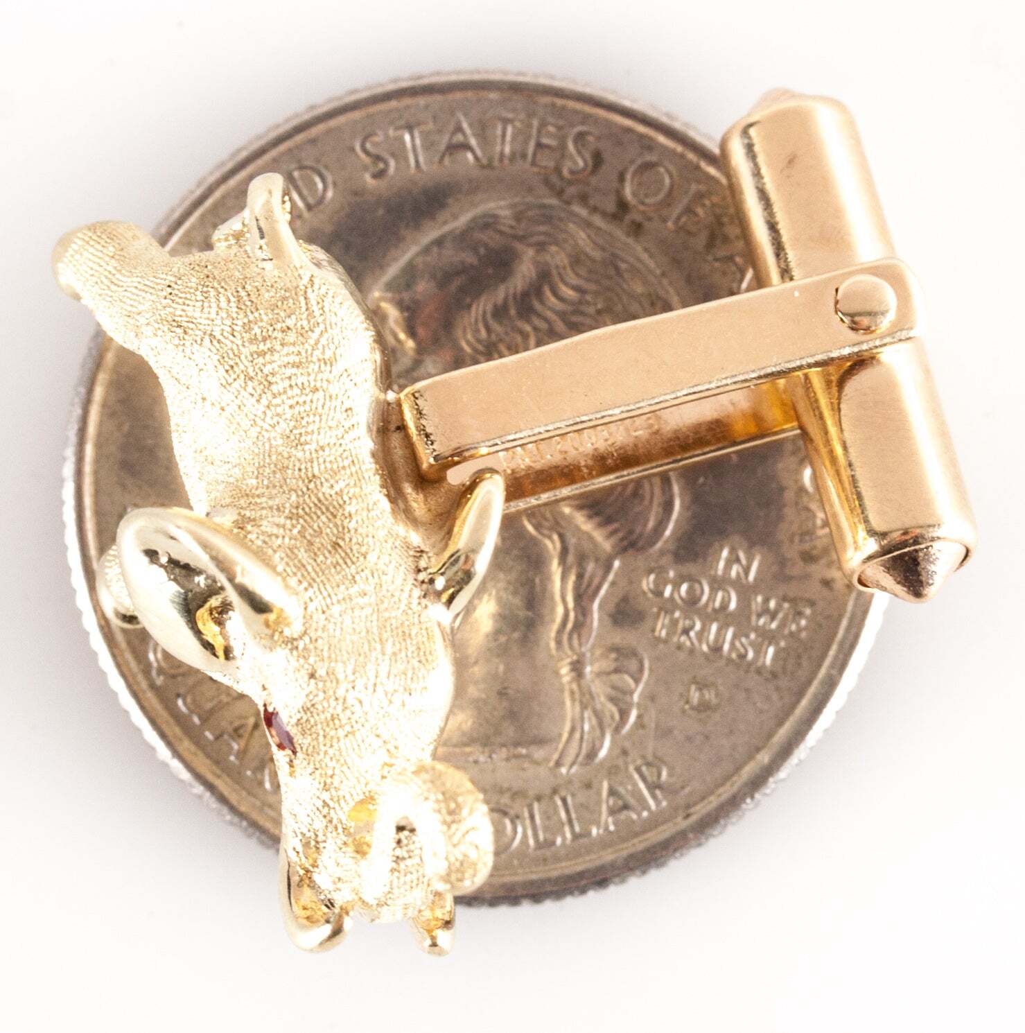 14k Yellow Gold Round Ruby Solid Elephant Style C… - image 12