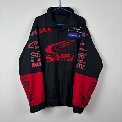 #ad Subaru Vintage Racing Bomber Jacket Size XL $168.30