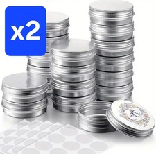 15ml Metal Storage Tin Jar Small Round Craft Stash Pot Lip Balm Silver X2