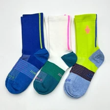 BOMBAS 3 Pairs Women's Lightweight Running Calf Socks Size Large 3 Colors Mix