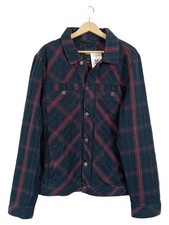 Afends giacca camicia uomo shacket quadri taglia L/40 blu cotone