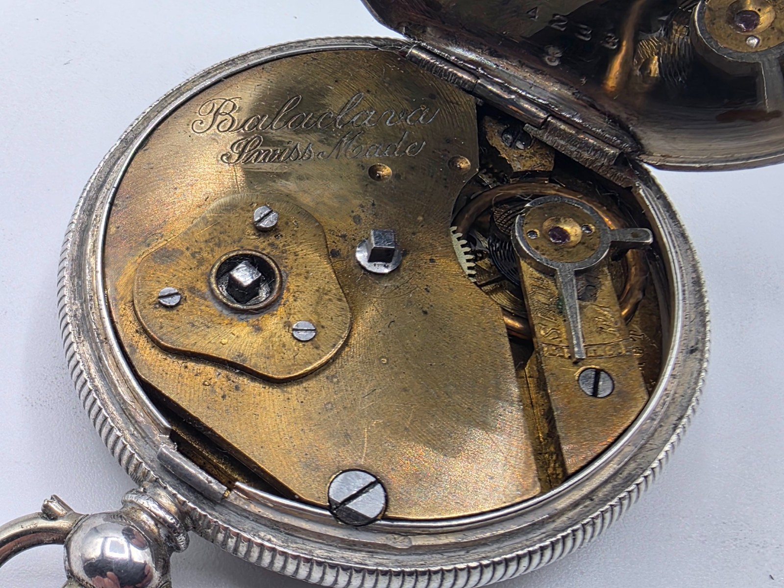 Solid Silver Signed Swiss Pocket Watch Fully Work… - image 3