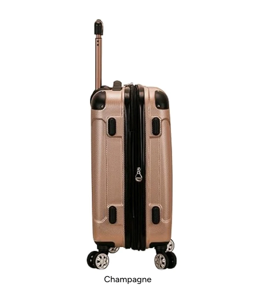 Equipaje de rueda giratoria rígida Rockland London, champán - Juego de 3 piezas 24/20/28 Foto 2 de 4