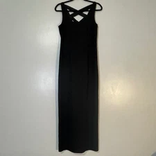 Laundry by Shelli Segal Black Maxi Dress Criss Cross Back Formal Gown 10