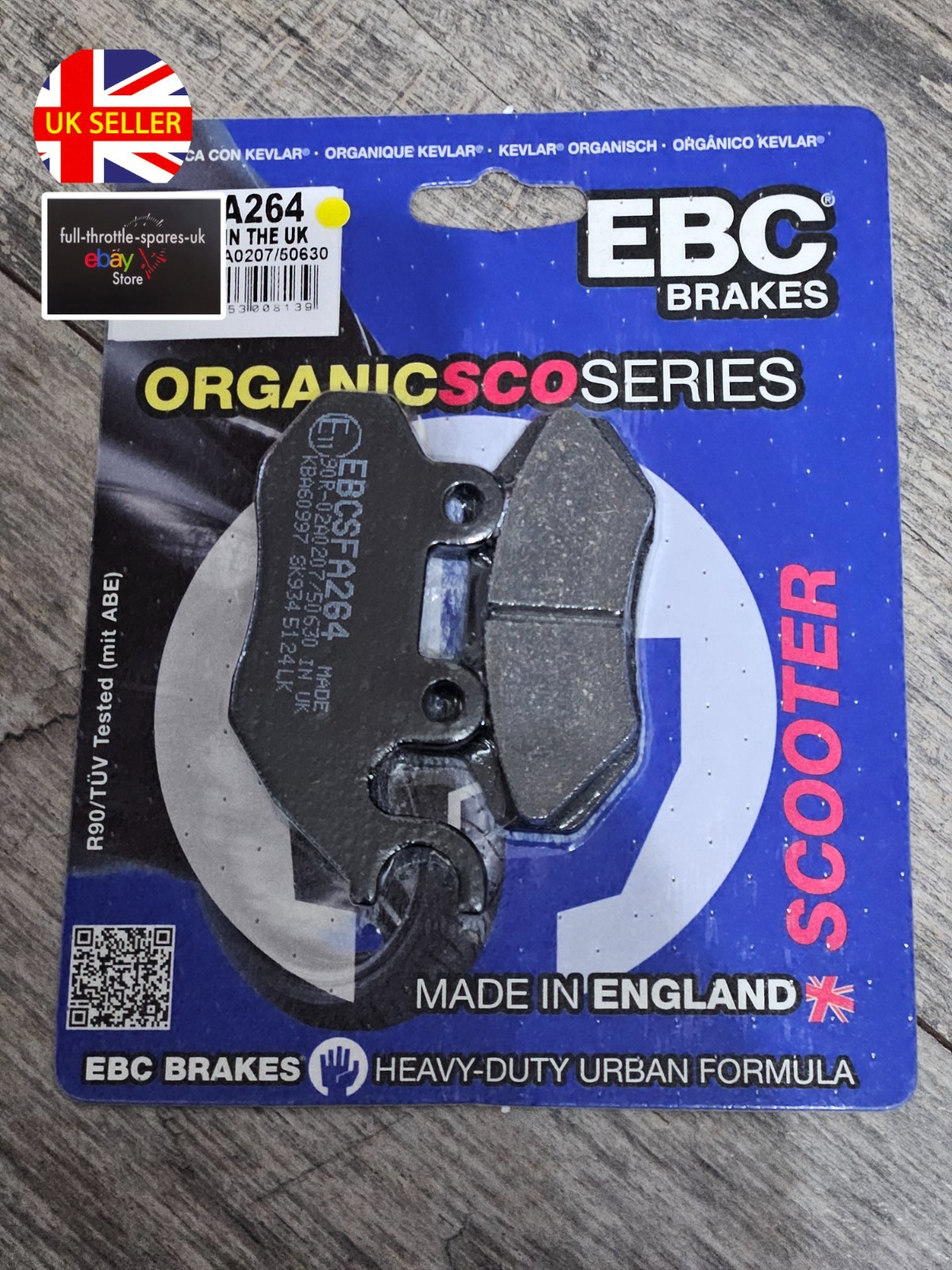 fits: SYM JET 4 50 2010-2023 NEW ORGANIC FRONT BRAKE PADS EBC UK :-)