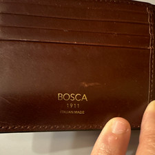 Bosca 1911 Italian Made Men's Brown Solid Bifold Wallet w/ Logo Accent