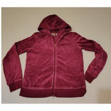 Y2K Juicy Couture Velour Zip Hoodie Track Jacket Magenta Pink Size L 4