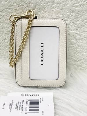 NWT Coach Zip Card Case In Signature Leather With Heart Charm