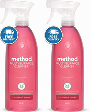 Method Pink Grapefruit Multi Surface Cleaner 828ml x2 | Kitchen Floor Spray 4.82 per litre