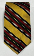 NWT VTG Polo Ralph Lauren Mens Tie Yellow Red Black Striped Repp Made Italy NEW