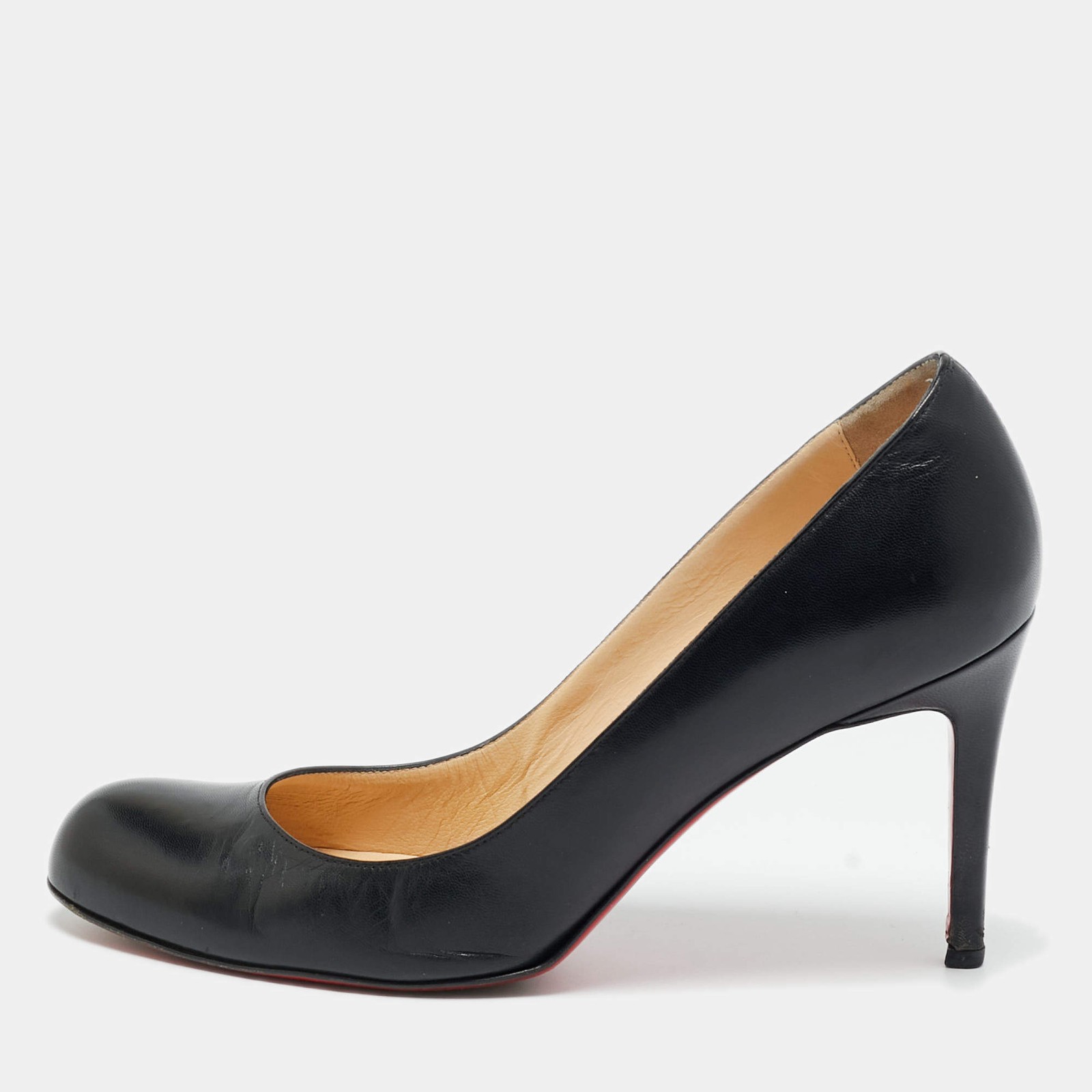 Christian Louboutin Black Leather New Simple Pumps Size 38.5