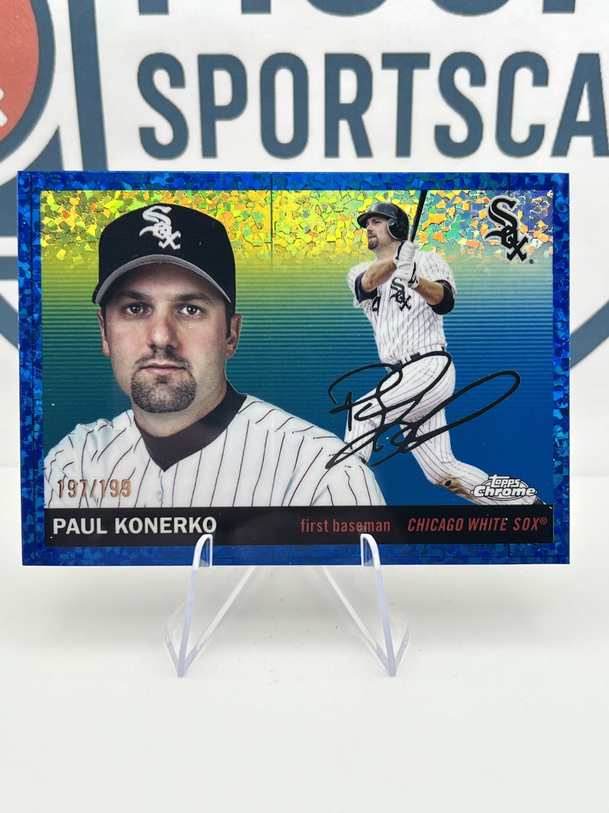 PAUL KONERKO 2025 Topps Chrome Platinum #407 Blue Mini Diamonds /199 White Sox