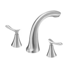 Widespread 2-Handle 3-Hole Brushed Stainless Steel Bathroom Faucet