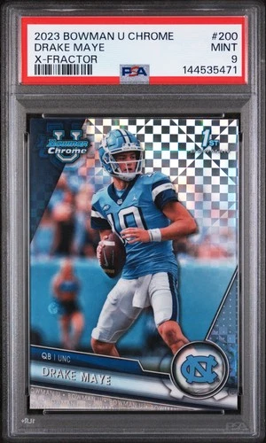 2023 Bowman University Chrome #200 Drake Maye X-Fractor PSA 9