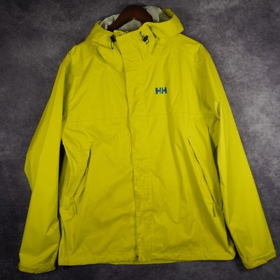 Helly Hansen Loke Jacket Men's L Lime Yellow Lightweight Packable Coat Hooded