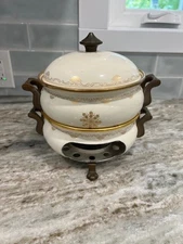 Vintage ASTA Fondue Pot  Brass Handles And Lid