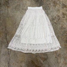 White Lace Maxi Skirt Bohemian Tiered Scalloped Sheer Overlay Me 2 Magic