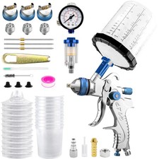 Hvlp H2008 Air Paint Spray Gun W 1.41.72.0mm Nozzles Air Pressure Gauge