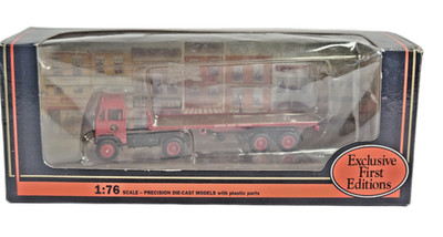 EFE 19601 Spur O A.E.C. Knickgelenkter Pritschenwagen britisch Druckguss rot verpackt.