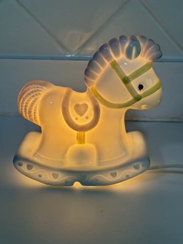 Vintage Enesco 1980’s Porcelain Rocking Horse Nursery Nightlight