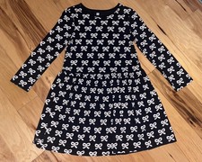TEA GIRLS BLACK & WHITE DRESS W/ BOWS SIZE 14 EXCELLENT COND LD9