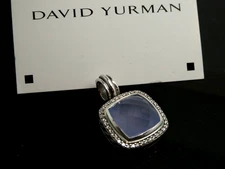 David Yurman Albion 14mm Chalcedony & Diamond Sterling 925 Pendant Enhancer