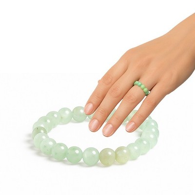 PURAJA Elastic Gemstone Ring | Real Natural Stone: Aventurine | Anti Stress Ring
