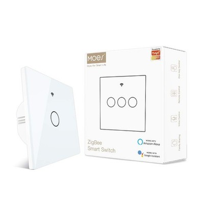 MOES Smart Switch Tuya ZigBee 1 Gang Weiß ohne Neutralleiter kompatibel mit Alex