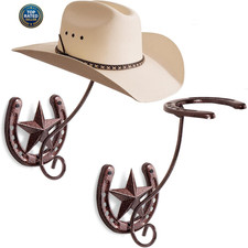 Cowboy Hat Rack for Wall Rustic Metal Cowboy Hat Holder 2 Pack Hat Hanger