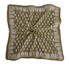 Moss Green Block Print Bandana: Bohemian Cotton Scarf, Handkerchief